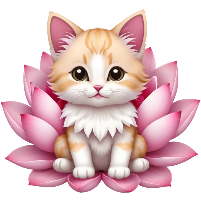 Kitten sitting on lotus flower emoji