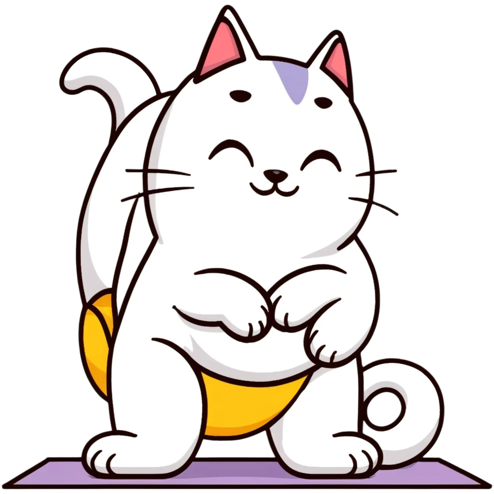 cat in downward dog yoga pose, triangle pose with raised hips emoji