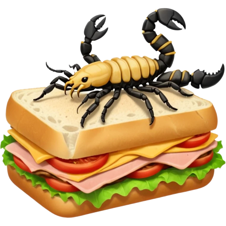 A scorpion in a cloud eating a sandwich emoji