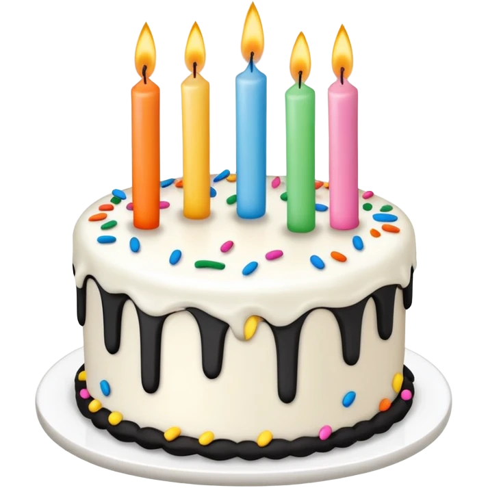 Birthday cake with little black thin bows  emoji