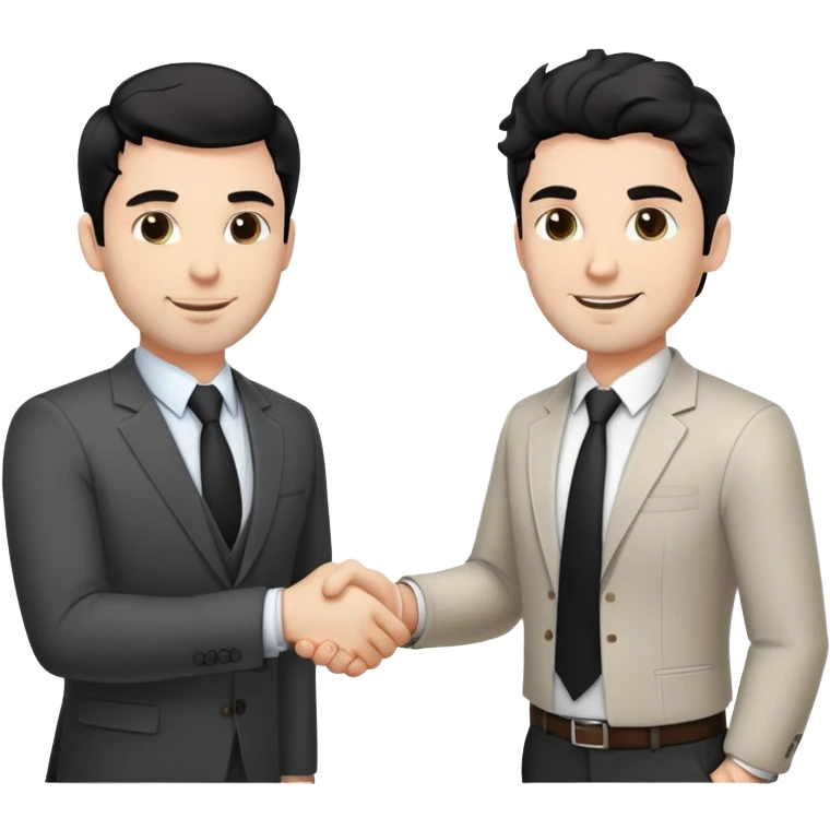 Professional 35-year-old man with black wavy hair, stubble, strong jawline, white skin tone, wearing smart casual business attire, networking at a business event, shaking hands with another professional, confident approachable expression emoji