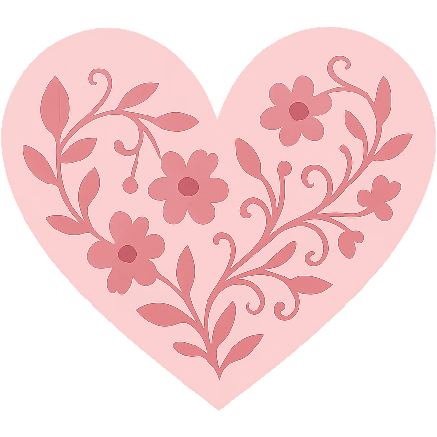 heart with a pink floral motif, clean digital illustration, no background emoji