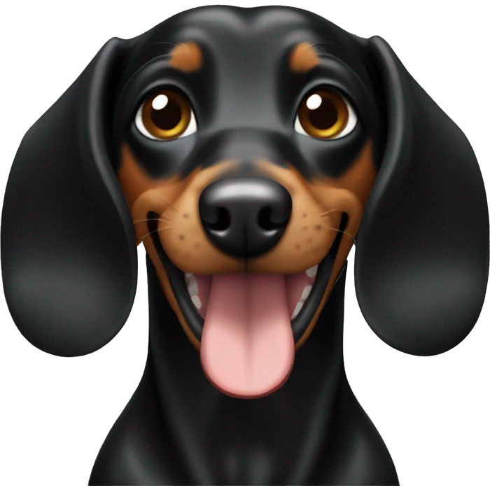 dachsund, happy, head only, black, head emoji