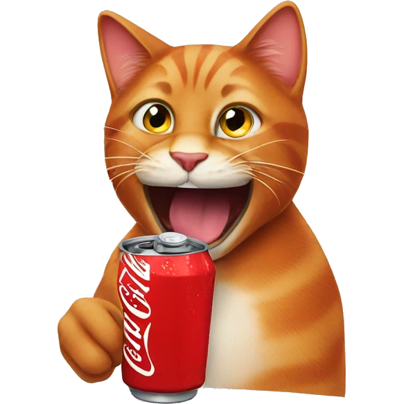 Reddish cat drinking coke emoji
