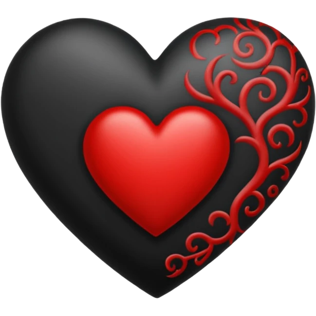 Black and red heart tattoo style emoji