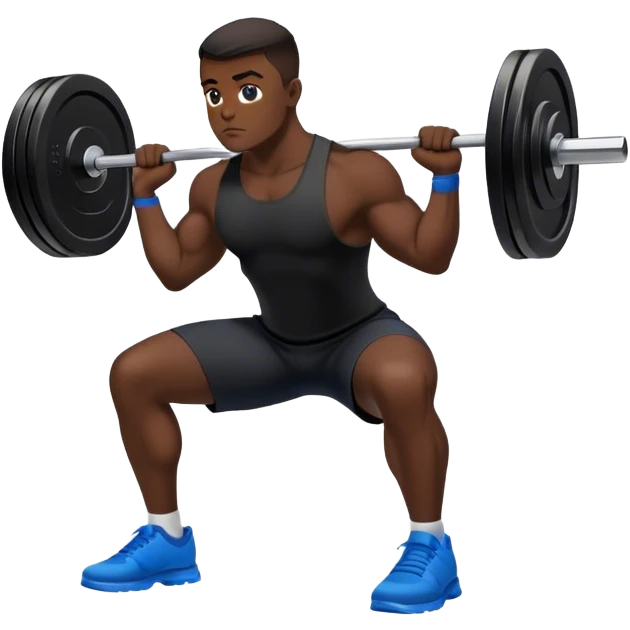 black clothes blue shoes barbell squats emoji
