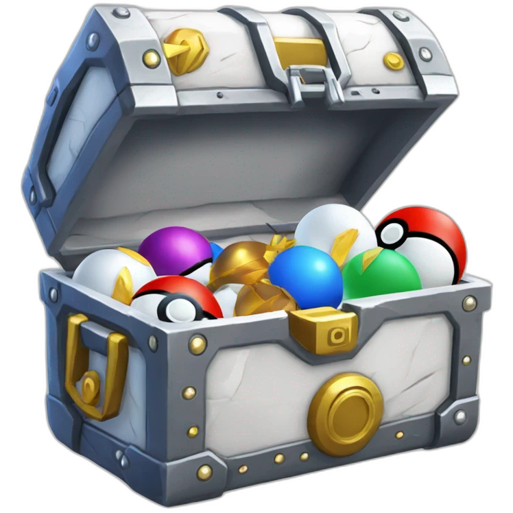 Pokemon Game LootCase White Color Rich Treasure Legendary Epic Pokeballs and Pokemons Inside emoji