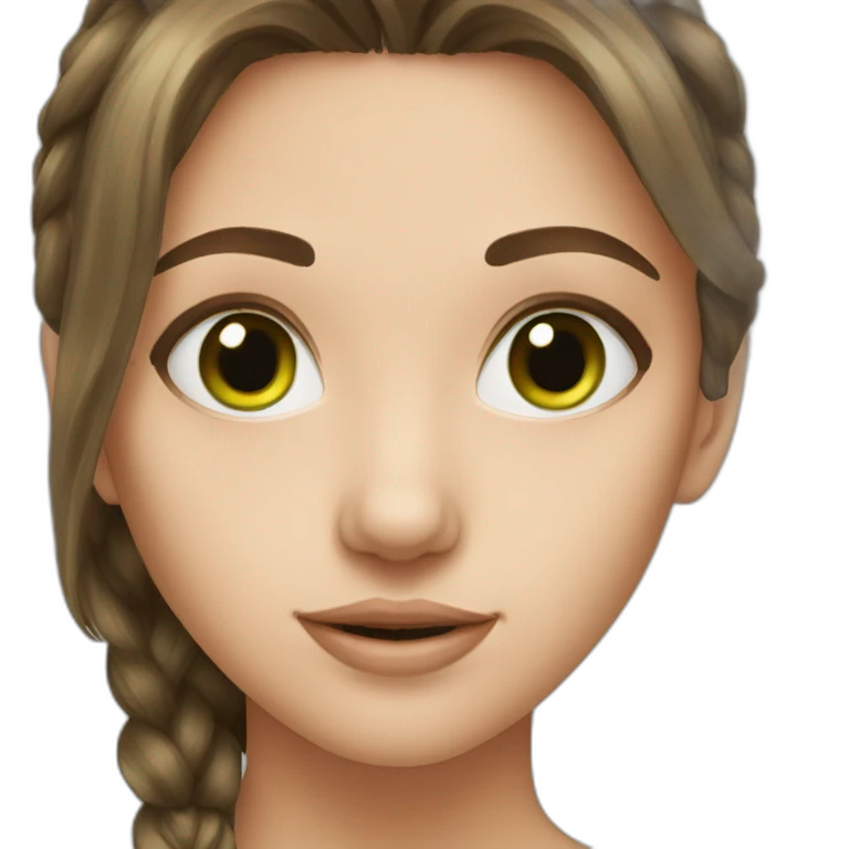 Girl have a brown hair green eyes and 17 years old  emoji