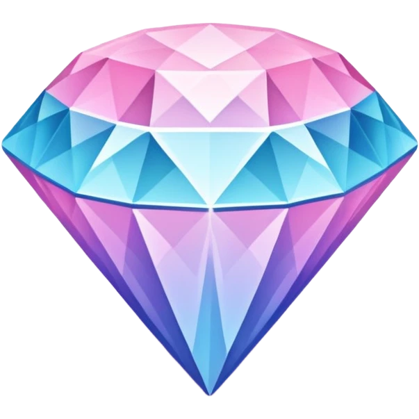 A cheerful diamond logo with a black outline and a smiling face, set against a pastel gradient of pink, blue, and lavender. Smaller diamonds surround it, forming a larger diamond pattern. Playful yet sleek, perfect for branding, digital media, without a face or mouth or anything emoji