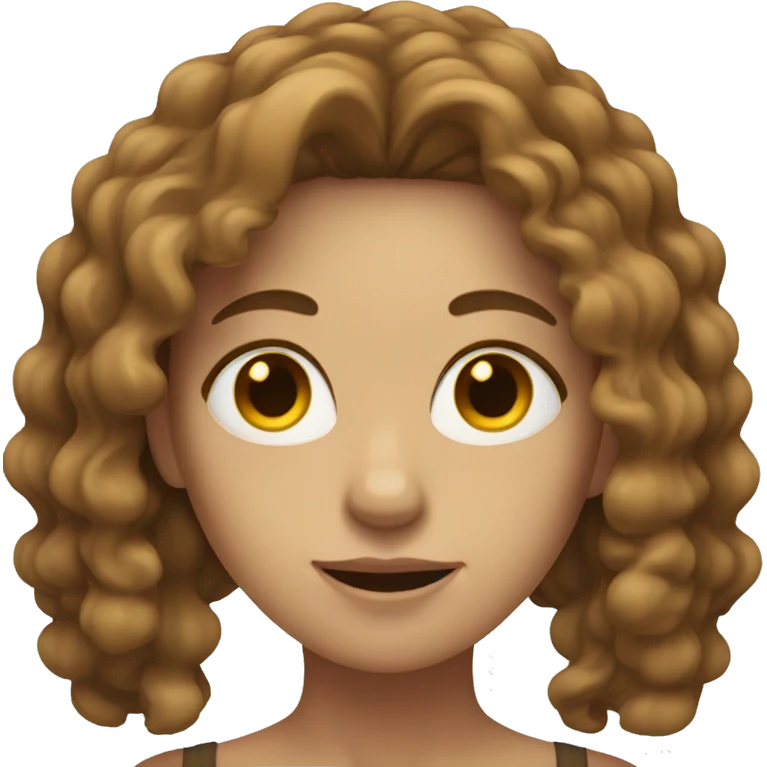 Pale female with long, brown, curly hair with her hands on her face emoji