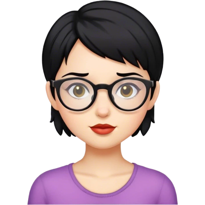 , pixie black hair girl with glasses emoji