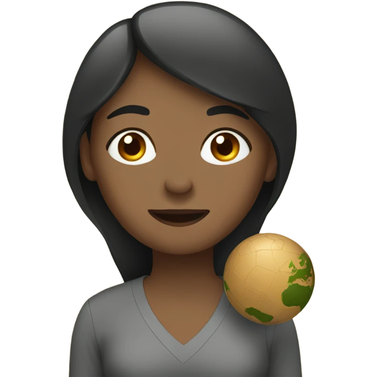 Woman with earthball emoji