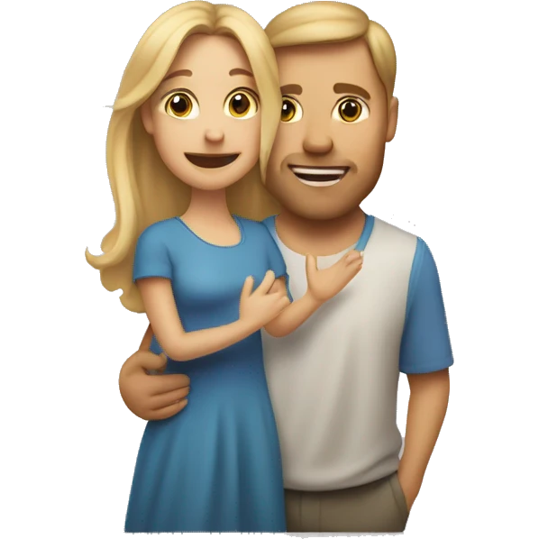 An emoji of a mother with long, flowing blonde hair standing confidently, next to her husband. In her arms, or in front of them, is a baby boy, representing a happy and loving family emoji
