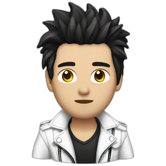 Punk male,dark hair, with white leather jacket emoji