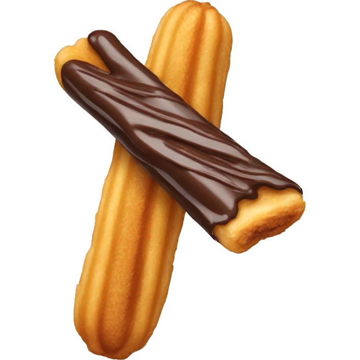 Churro with chocolate dipped tip emoji