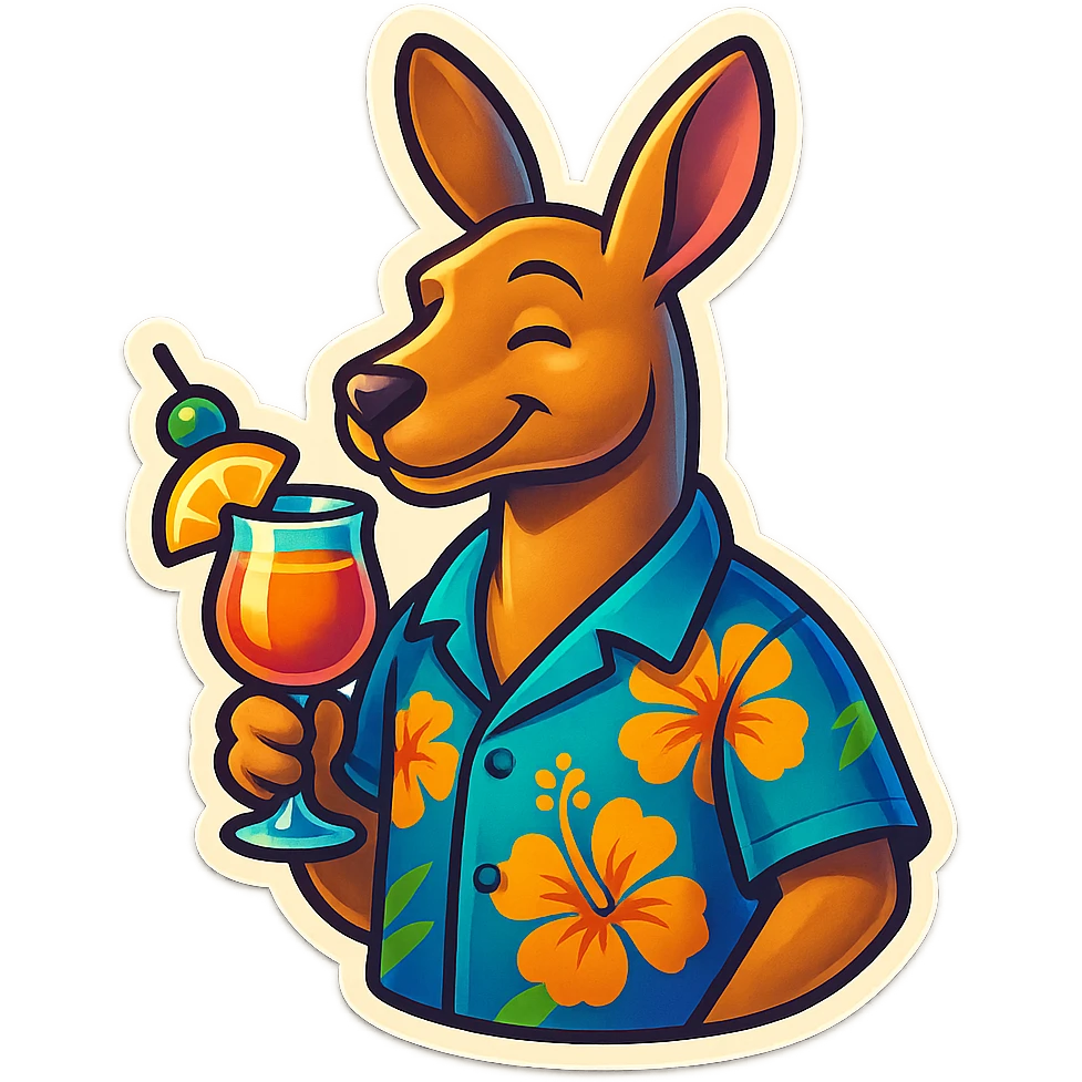 Kangaroo with Hawaii shirt and coctail emoji