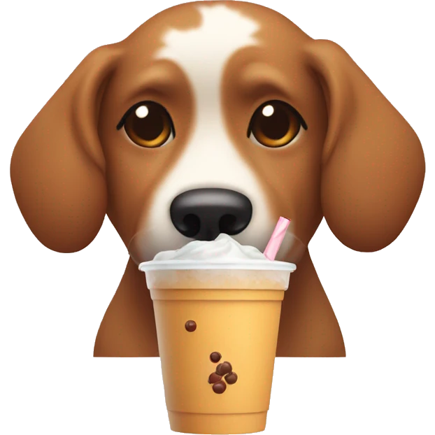 Dog drinking a boba  emoji