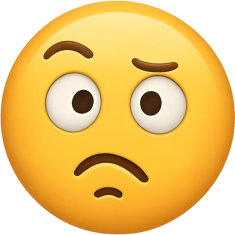yellow confused face emoji, digital illustration emoji