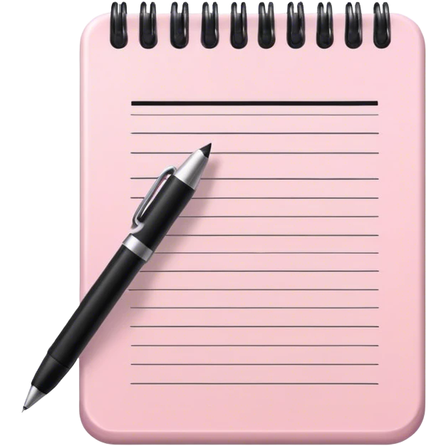 Pale pink notepad with pen emoji
