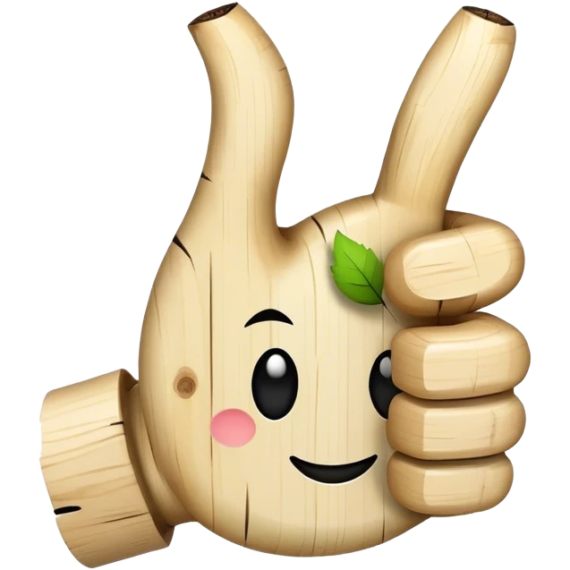 thumbs up emoji made of white birch with. black marks emoji