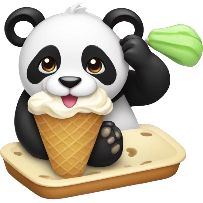 Panda eating ice cream emoji