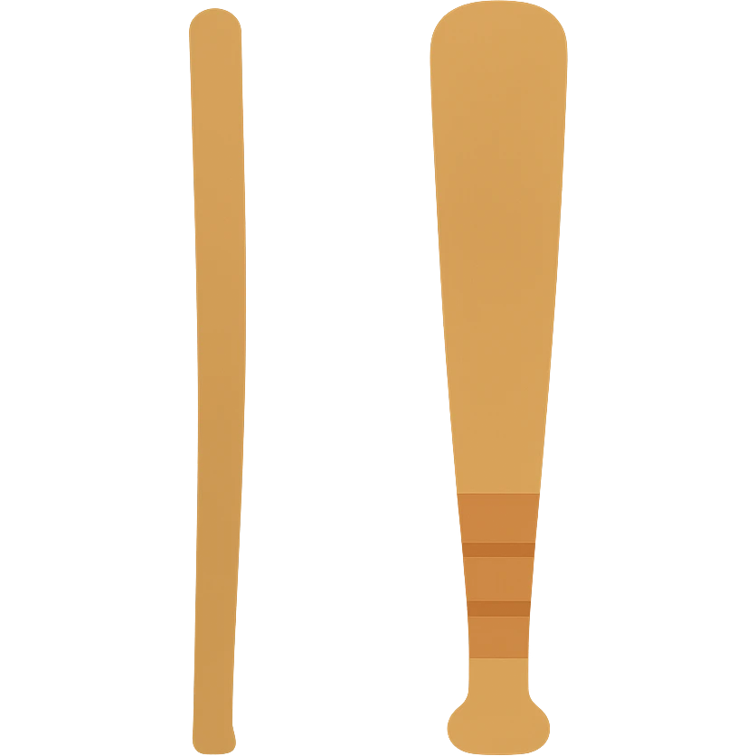 minimal flat style wooden stick and wooden bat emoji