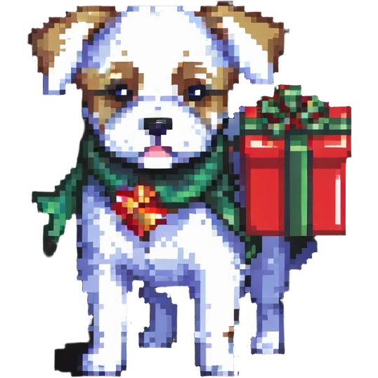 dog carrying a wrapped gift emoji