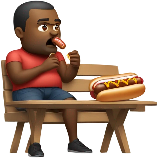 Fat man eating hot dogs  emoji