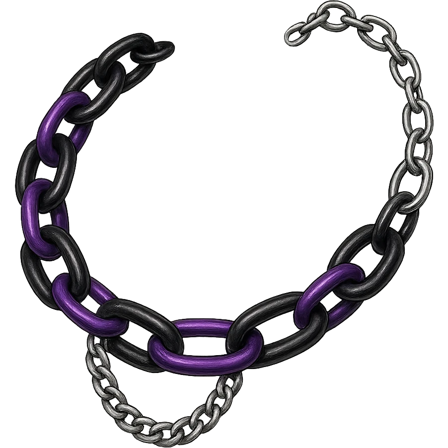 emo style black and purple chain necklace, no background emoji