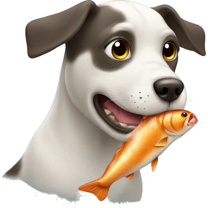 Dog eating fish emoji