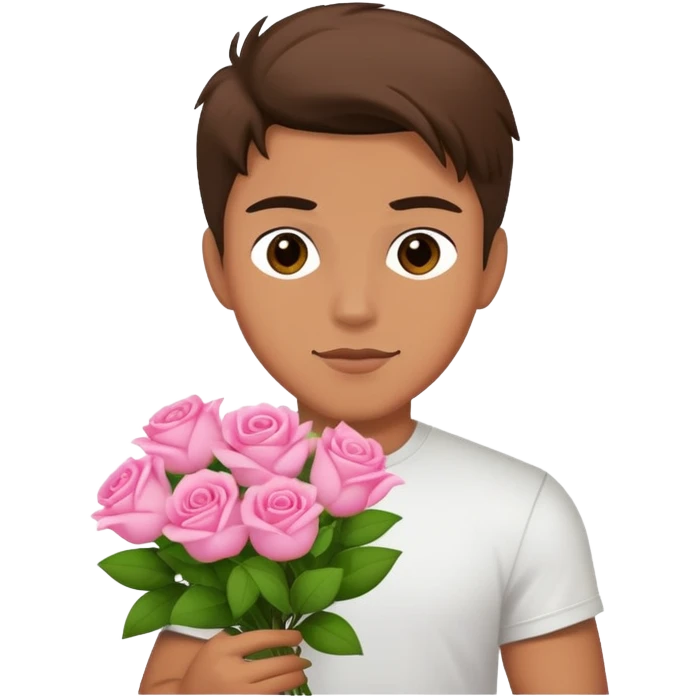 Cool bad boy holding a bouquet of pink jasmine roses emoji