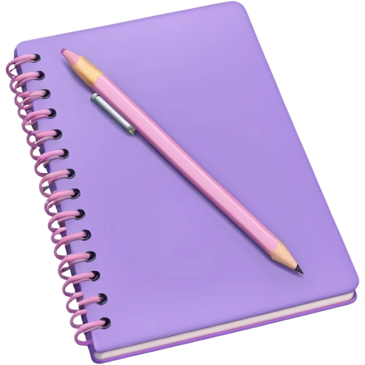 soft purple spiral notebook with a soft pink pencil on it emoji