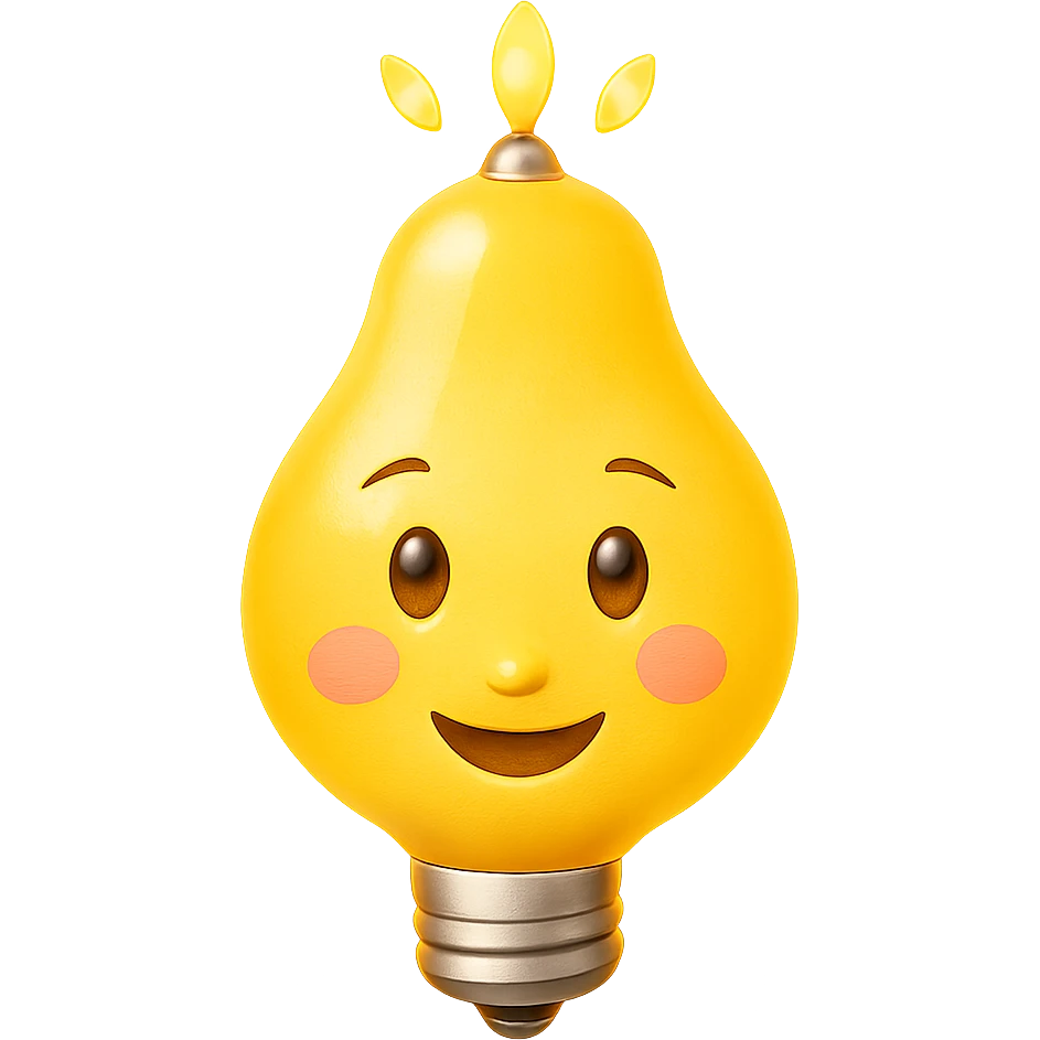 Add a glowing effect to the Bulby bulb, keep the background transparent. The style should maintain the original look with a luminous glow around the bulb. emoji