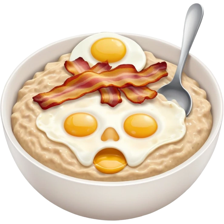 Sweating breakfast bowl with a face emoji
