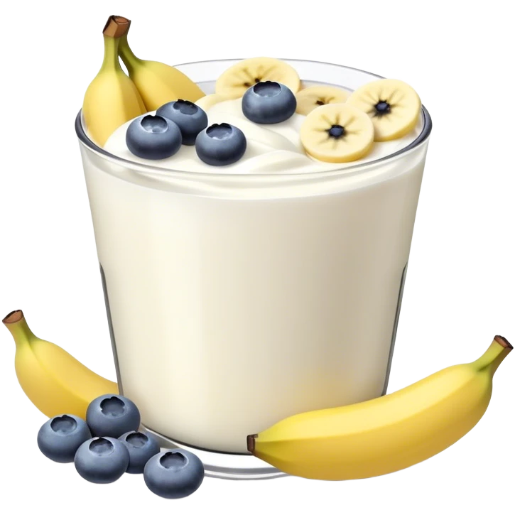 Yogurt with sliced bananas and blueberries emoji