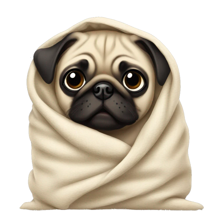 Pug puppy in blanket emoji