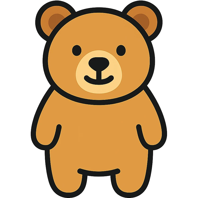 simple and recognizable bear, color icon style emoji
