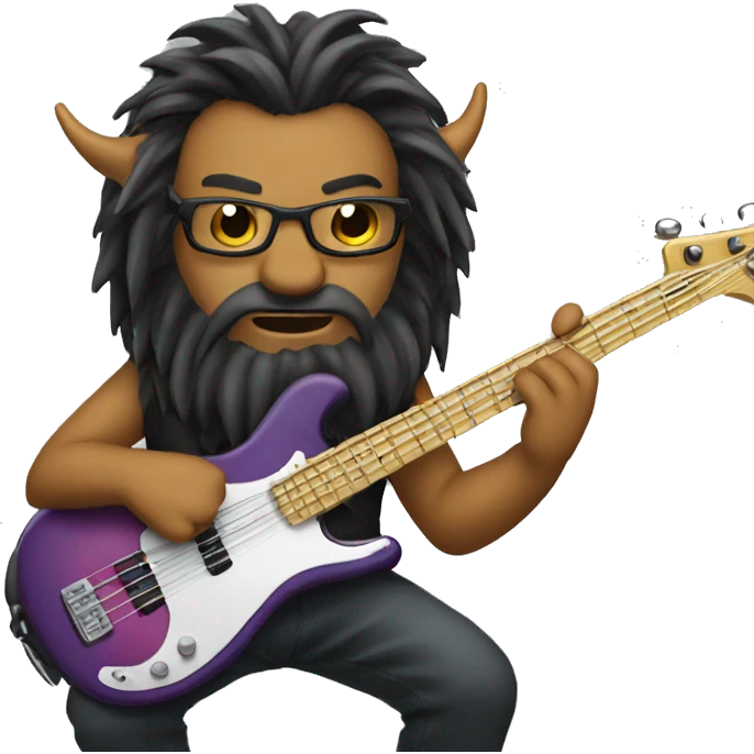 dragon with long hair and beard rocking a bass guitar  emoji
