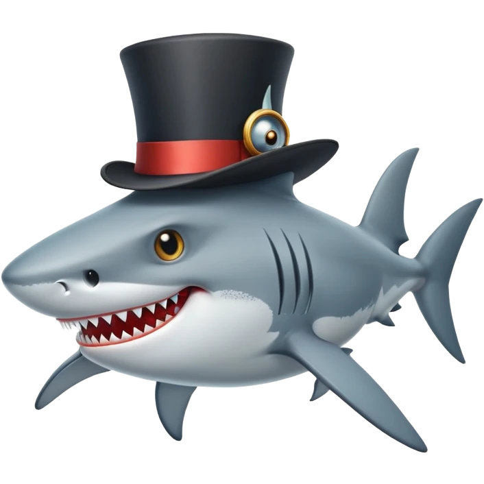 Shark with a top hat emoji