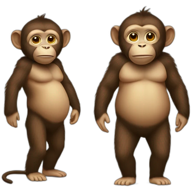 Monkey full body fat with clothes belly shows emoji