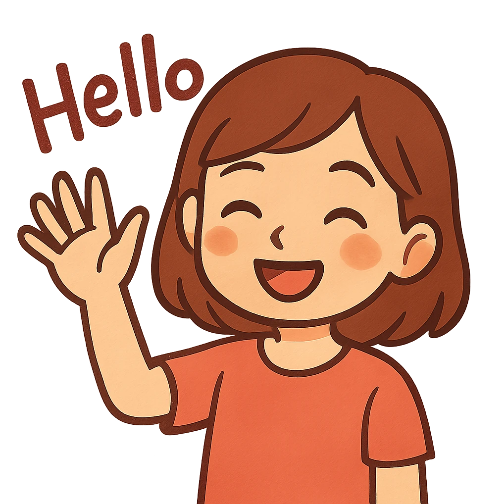 Girl saying hello waving emoji