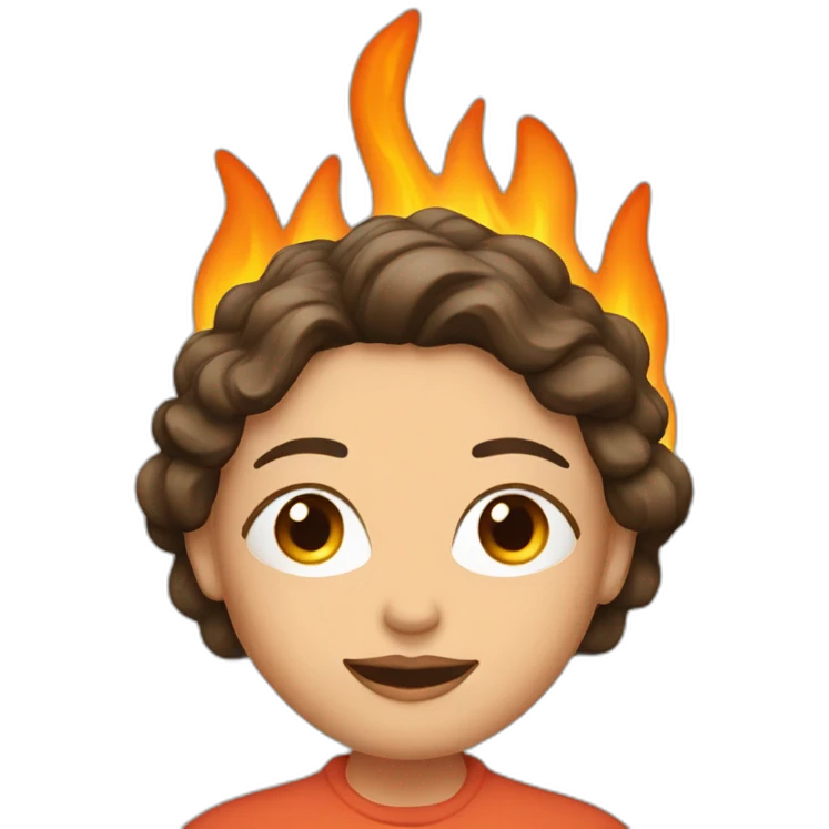 Mam with a fireplace on head emoji