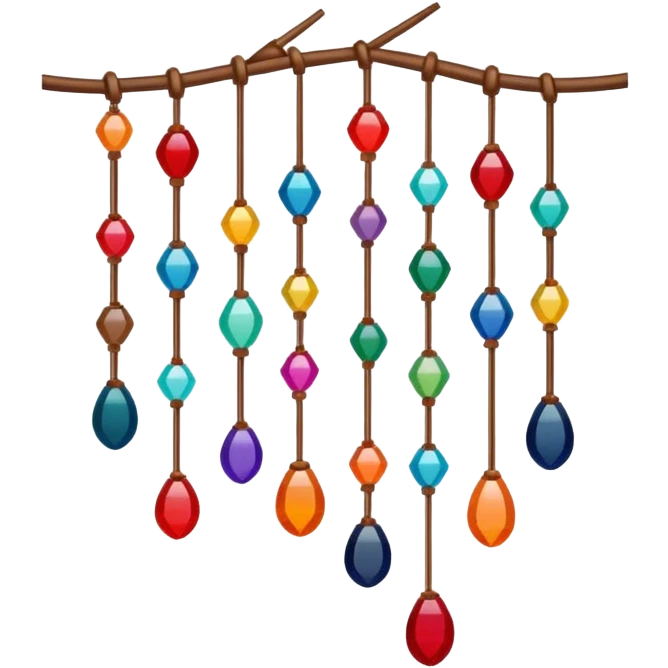 Beadwork icon, colorful beads threaded on wire, intricate pattern, delicate design, minimalistic style, clean lines, transparent background. emoji