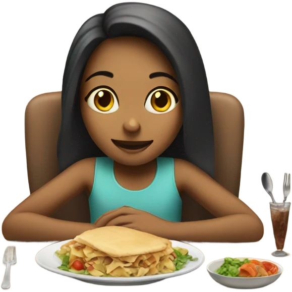 girl eating in a chair emoji