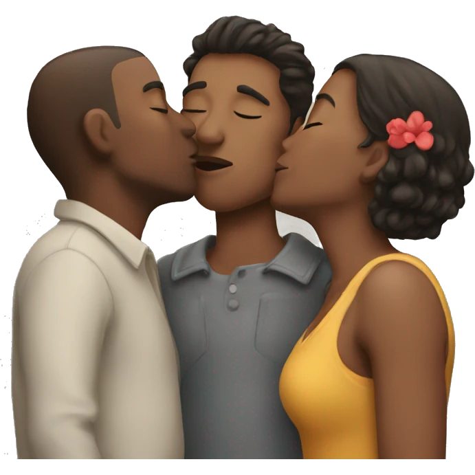 Three people kissing emoji