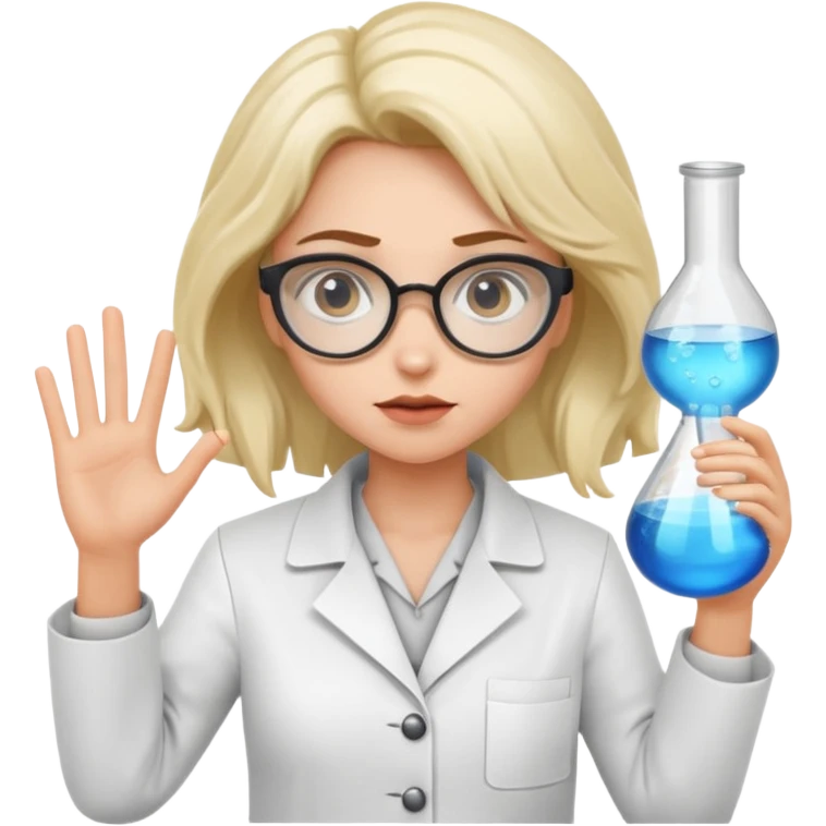 Girl mad scientist holding large blank sign emoji