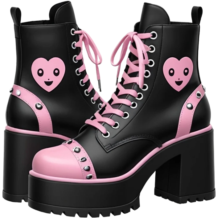 BLACKPINK-inspired gothic shoes, no hearts, black and pink, cute  emoji