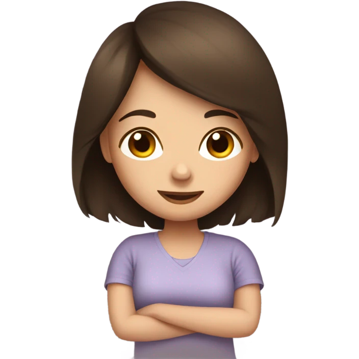 Brunette girl snuggling  emoji