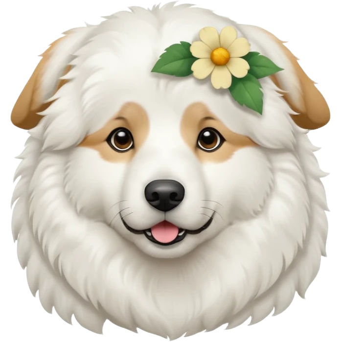 great pyrenees with flower on her ear emoji