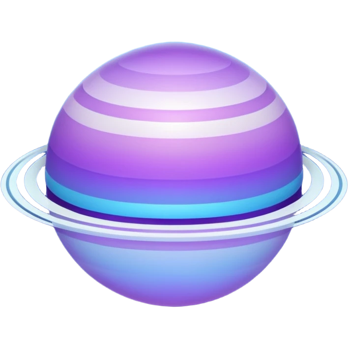 A Saturn emoji but in a light blueish and purple gradient color emoji